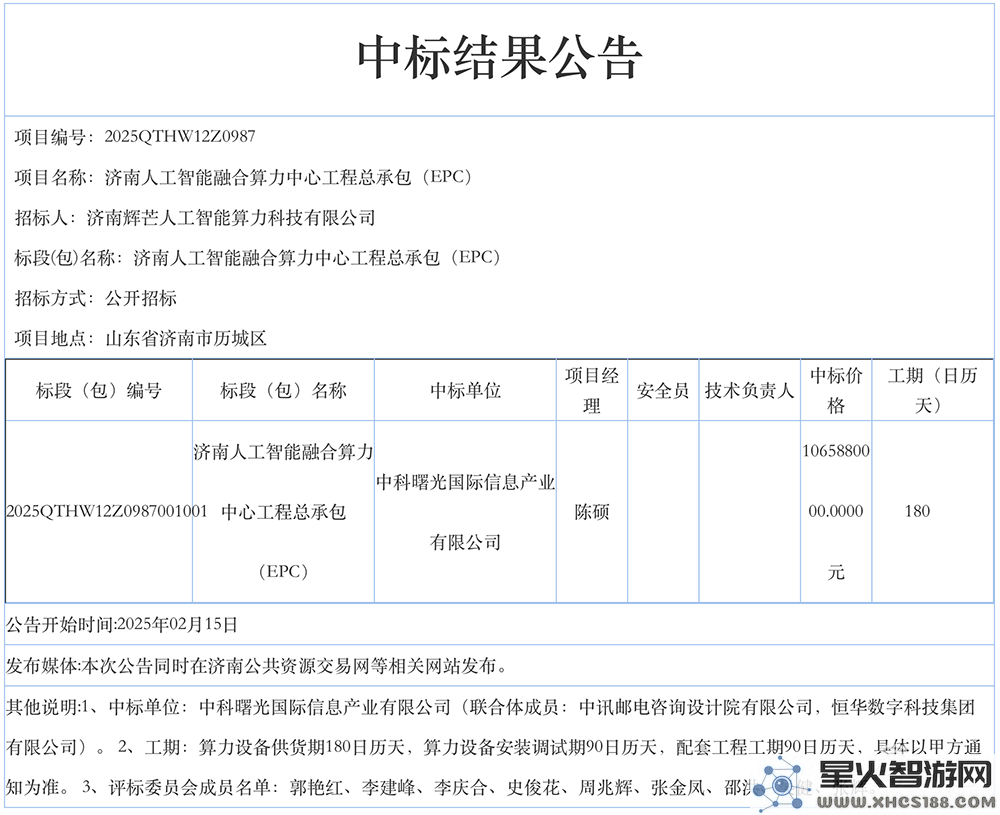 中科曙光成功中标济南AI算力中心十亿项目，再创行业新高